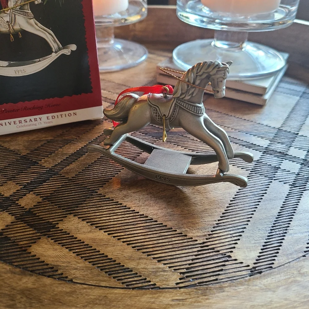 Hallmark Keepsake 15th anniversary Pewter rocking horse ornament 1995